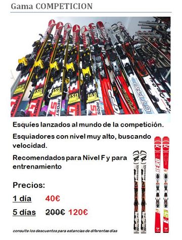 Ángelsport Alquiler de Esquís y Venta de Material Deportivo productos gama competición