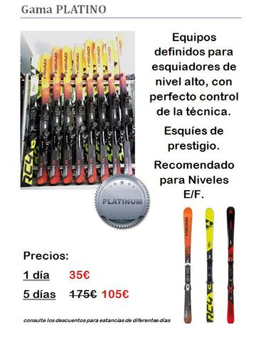 Ángelsport Alquiler de Esquís y Venta de Material Deportivo productos gama platino