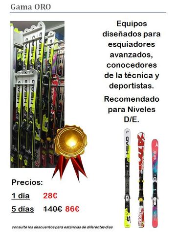 Ángelsport Alquiler de Esquís y Venta de Material Deportivo productos gama oro