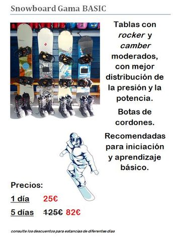 Ángelsport Alquiler de Esquís y Venta de Material Deportivo productos para snowboard gama basic 