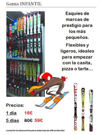 Ángelsport Alquiler de Esquís y Venta de Material Deportivo productos gama infantil