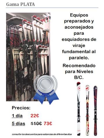 Ángelsport Alquiler de Esquís y Venta de Material Deportivo productos gama plata